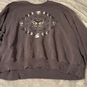 Pacsun Butterfly and Moon Phases Crewneck